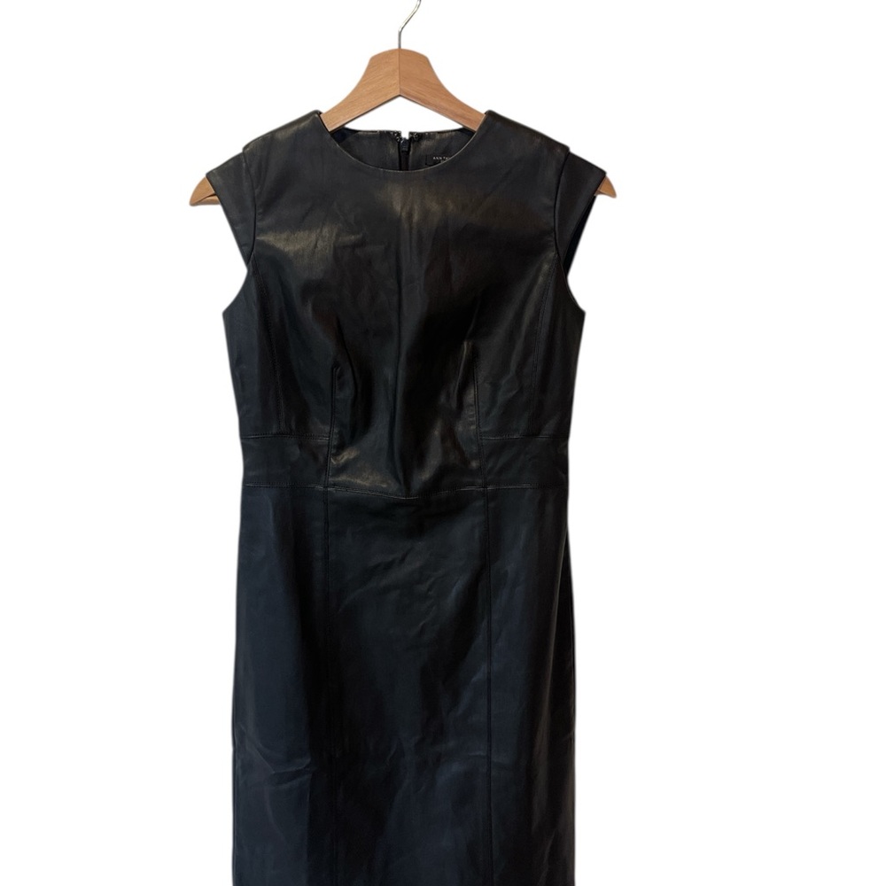Ann Taylor Black Faux Leather Midi Dress